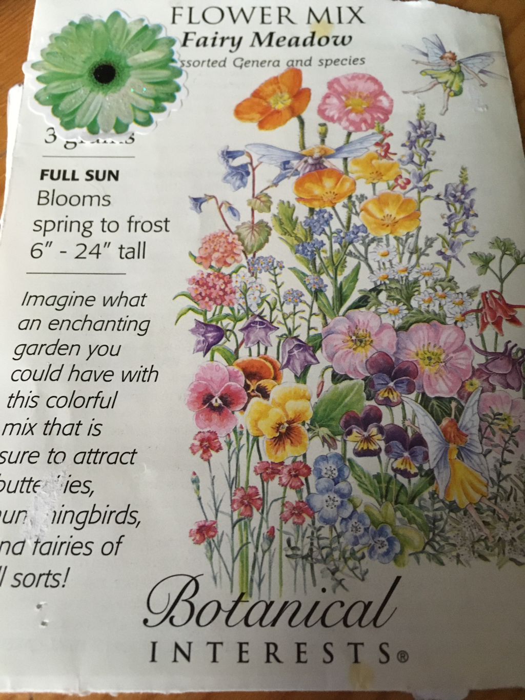Fairy garden seed packet from Botanical interest.